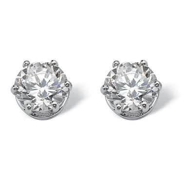 PalmBeach Jewelry Platinum Plated Sterling Silver CZ Stud Earrings