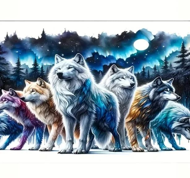 5D Diamond Painting Kit Pack of Wolves 30cmx40cm Canvas | Animals & Insects | Sheets
