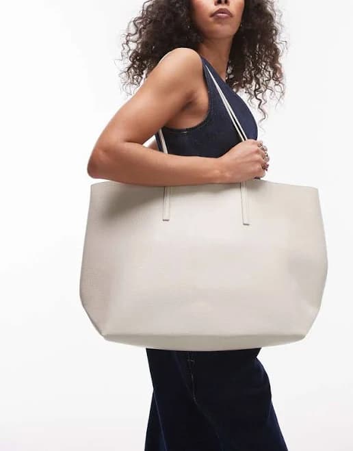 MANGO Women's Pebbled Faux Leather Shopper Bag