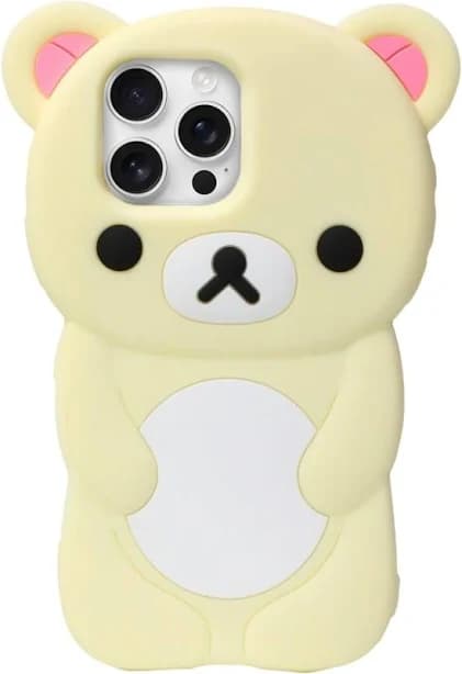 Cute 3D Teddy Bear Case for iPhone 11 Pro Max Kawaii Yellow