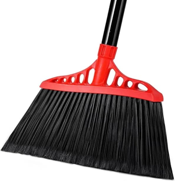 Heavy Duty Broom - Black & Red, 55" Long Handle Angle | Made in China