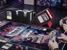 Amazon.com: UAONO Card Deck Box with MTG Commander Display, Deck Case Holds 100+ Double-Sleeved Cards, Trading Card Storage Box Fits TCG/PTCG/Sports Card with 2 Dividers, 1 Top Loaders (Black, Red) : Home
