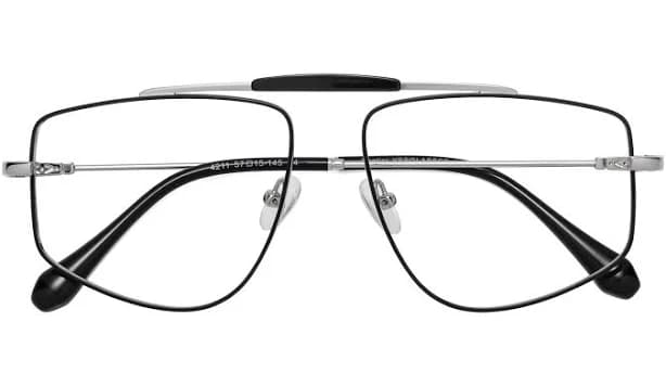 Black/Silver Wide Oversized Grandpa Aviator Eyeglasses - Santini