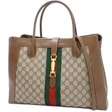 Gucci Jackie 1961 Large Web Sherry Line Gg Supreme Canvas Beige