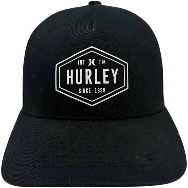 Hurley Logo Black White Mesh Trucker Snapback Hat Cap Adult Size Osfm