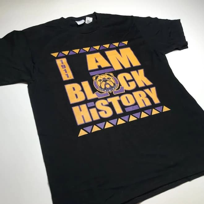 "1911 I Am Black History" Yellow Purple Print Crew Neck T-shirt Mens