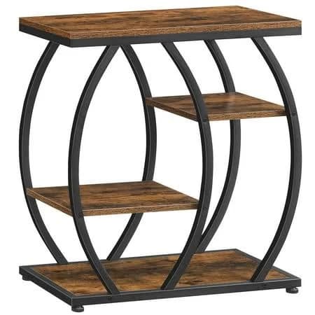 Hoobro Industrial End Table 4 Tier with Storage Shelves