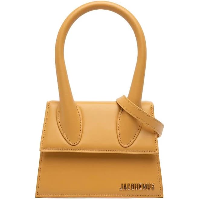 Authenticated Jacquemus Leather Le Chiquito Moyen Mustard Calf Satchel