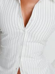 Eryx Tie Back Button Up Top White Pinstripe | Princess Polly