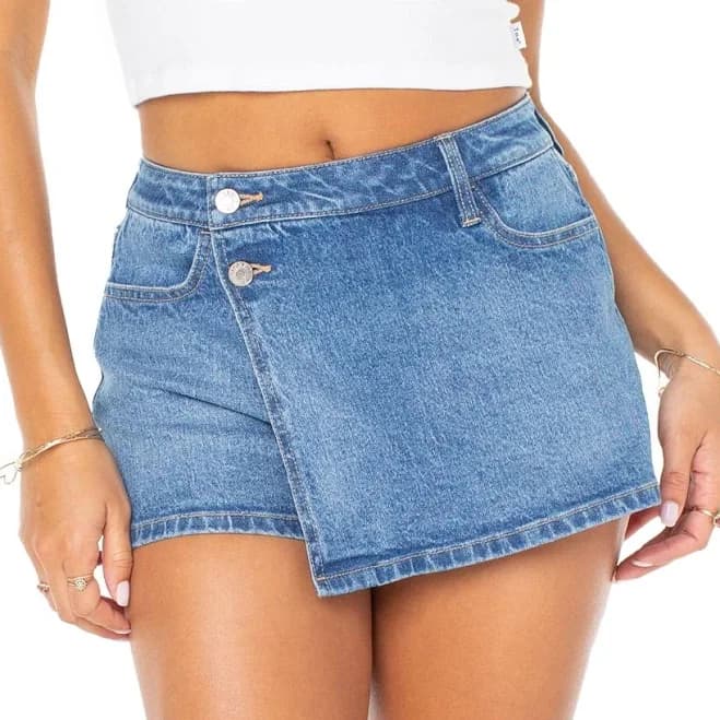 Celebrity Pink Women's Denim Wrap Skort