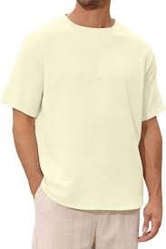 Mens Casual Linen Tops Loose Fit Summer Running T Shirts Cute Oversized 2025 Solid Trendy Tees Shirts Going Out Men's Beige | Amazon.com
