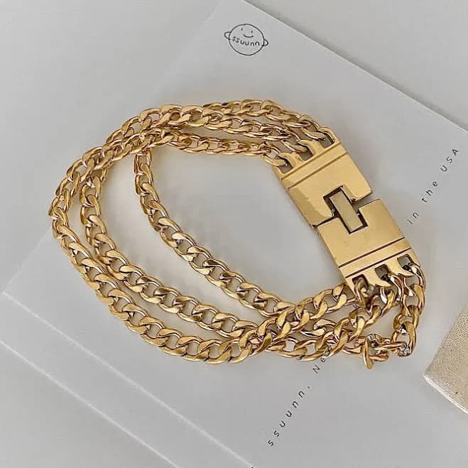 Stainless Steel Chunky Cuban Chain Bracelet