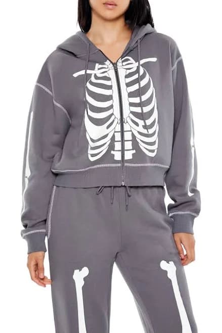 Bonton Skeleton Graphic Zip-Up Hoodie