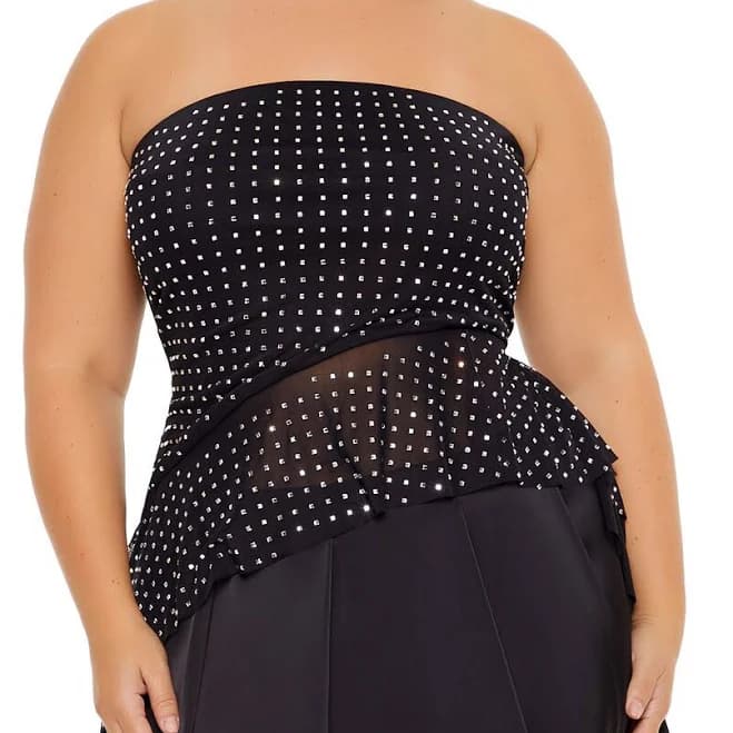 Plus Size Rhinestone Strapless Top
