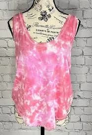 Cha Sor Pink And White Tie-Dye Round Neck Tank Top