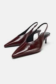 LEATHER SLINGBACKS - Burgundy Red | ZARA Canada