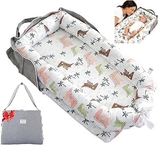 Baby Lounger for Newborn Portable Bag,Baby Lounger Play Mat Awake-Time,Newborn Babies Essentials Gifts 0-24 Months Home Travel(Crocodile Jungle)