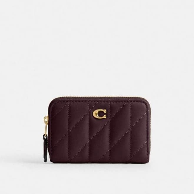 Coach Small Zip Around Card Case With Pillow Quilting Women's