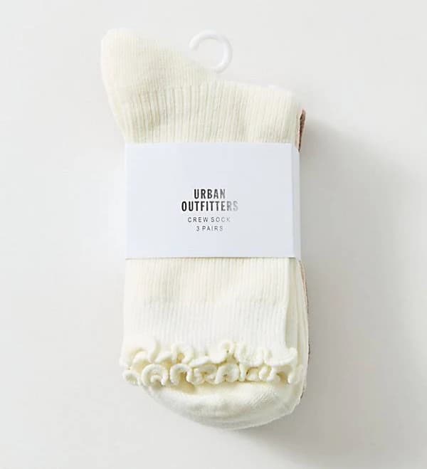 Urban Outfitters 3-Pack Lightweight Ribbed Cotton Crew Socks