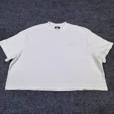 Nike Sportswear Essential White Cropped T-Shirt Embroidered Swoosh Womens 2XL | eBay