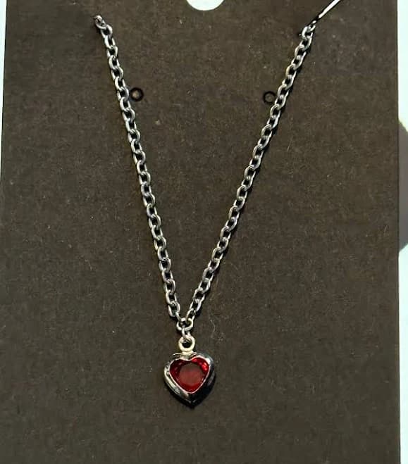 Y2K Heart Pendant Silver Charm Necklace