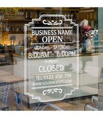 Amazon.com: Store Custom Hours Transparent Vinyl Decal Front Window Business Vinyl Decal Operation Store Hours Sticker (15 inch) : Office Products