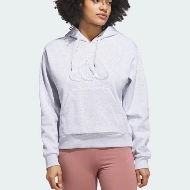 adidas Women's Seasonal Essentials Ruffled Big Logo Graphic Hoodie