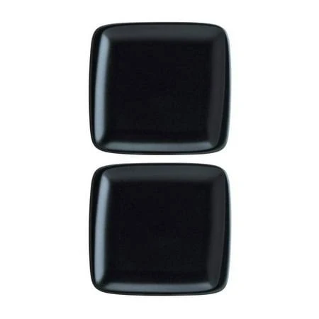 Turgla Home Notte 8.5" x 8" Square Black Porcelain Plate (Set of 2)