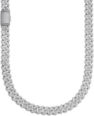 925 Silver Miami Cuban Link Chain Necklace with Moissanite
