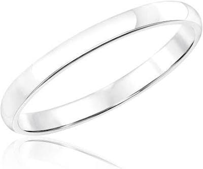 10K White Gold Polished Plain Wedding Band