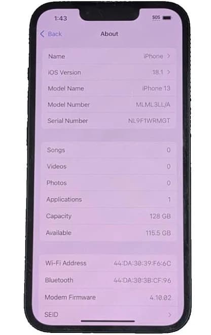 Apple Iphone 13 128gb Midnight Unlocked – Read Description