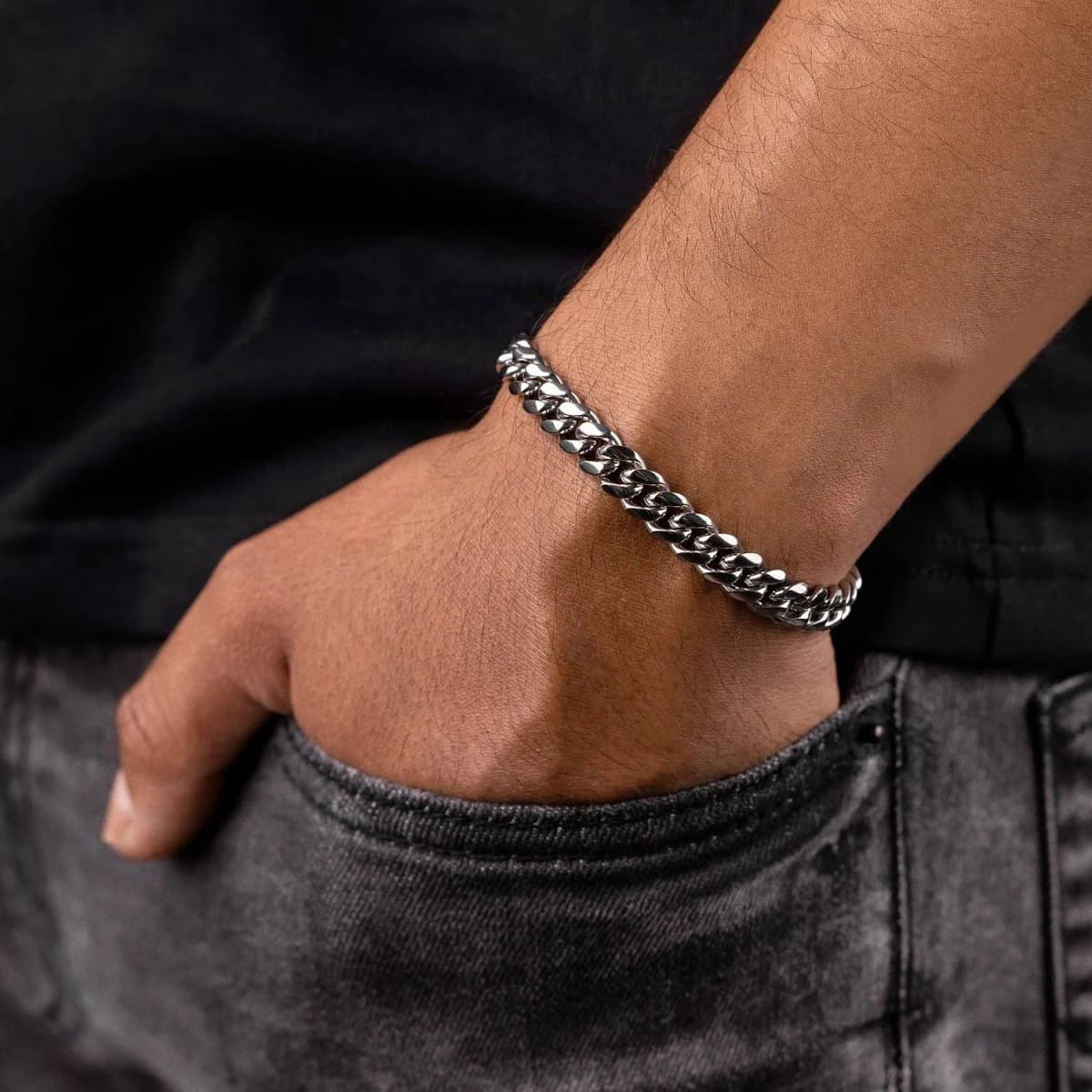 GLD Miami Cuban Link Bracelet in 14K White Gold