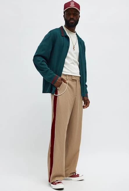 Fashion Nova Men's Baggy Elevated Side Stripe Trousers