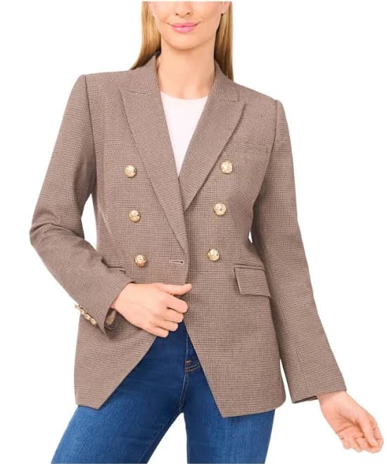 CeCe Women's Double Breasted Tweed Blazer