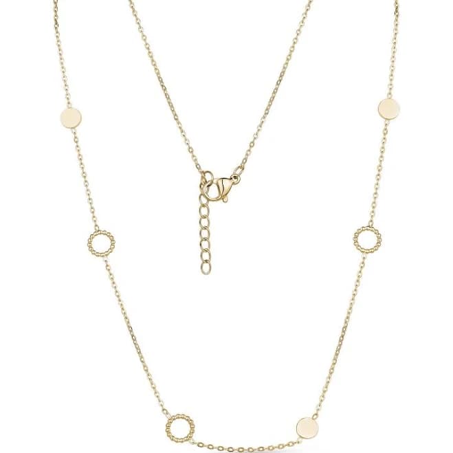 Circle and Disk Silver Chain Necklace