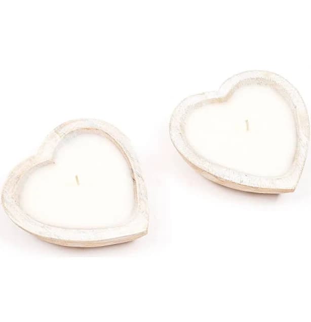 Heart Shaped Decorative Wooden Bowl Candle with Soy Wax– 3 Wicks 5 oz Gracie Oaks