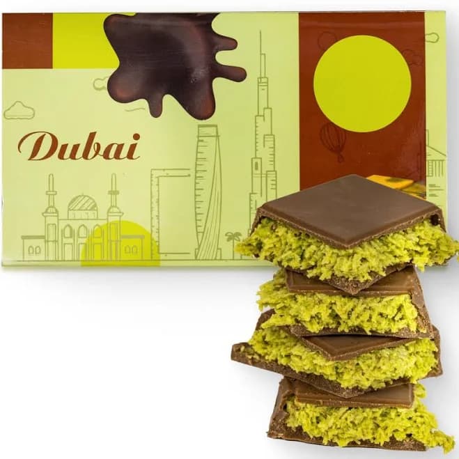 zemus Dubai Chocolate Bar with Pistachio 7 oz Handmade Viral Dubai Chocolate