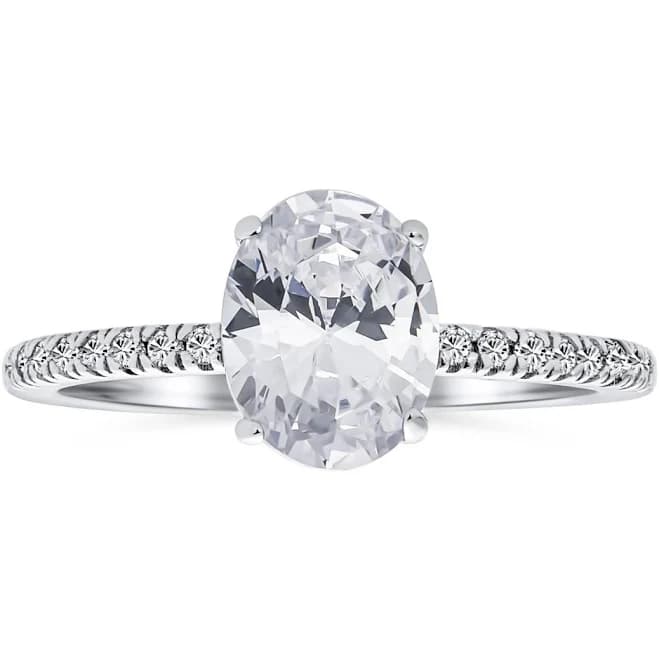 Bling Jewelry Sterling Silver 2Ct Oval CZ Solitaire Engagement Ring