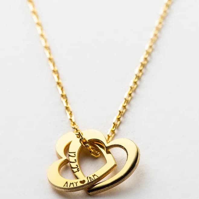 Custom Interlocking Hearts Necklace Valentine’s Day Gift