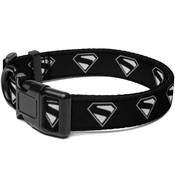 Superman 2025 Pet Collar S-Shield Black Pet Collar / L