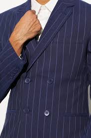 Skinny Navy Pinstripe Double Breasted Jacket | boohooMAN USA