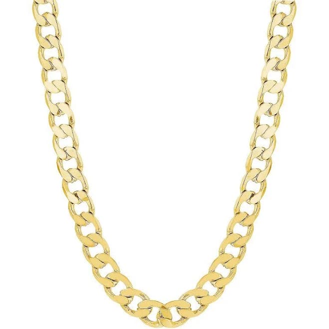 14K Gold Plated Curb Chain Necklace, 24"