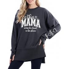 Amazon.com: ROSSOSSOR Mother Hood Mother's Day Oversized Graphic Sweatshirts for Women Funny Print Tops for Mom Grandma(S, Black) : Clothing, Shoes & Jewelry