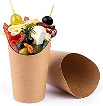 MOLFUJ 12 Oz French Fries Holder, 50 Pcs Kraft Paperr Charcuterie Cups Disposable, Mini Brown Party Serving Boxes Containers for Popcorn, Appetizer, Dessert, Cheese, Wedding Food