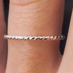 925 Sterling Silver Twist Stackable Rope Friendship Ring