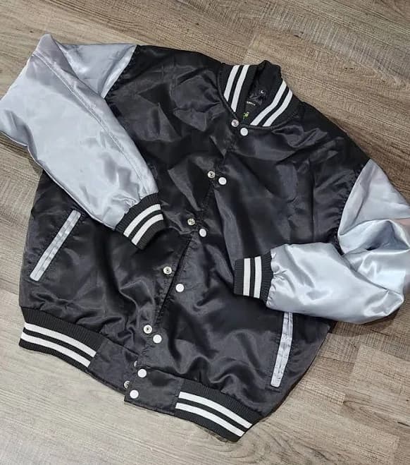 Limited Edition Satin Varsity Jacket with Ribbed Cuffs
