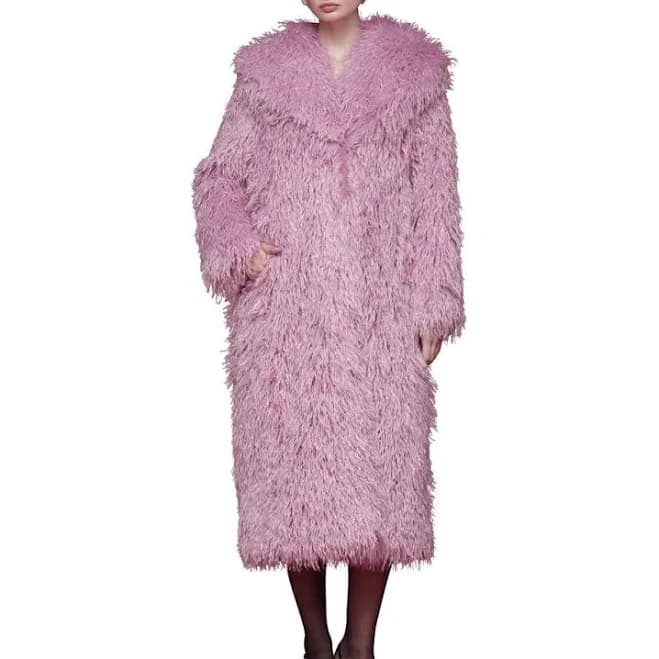 AVEC LES FILLES Mongolian Faux Fur Longline Maxi Coat
