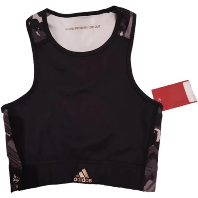Adidas Black Camouflage Print Athletic Top Size XXS