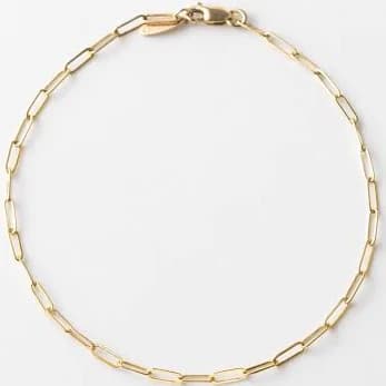 10K Solid Gold Dainty Paperclip Chain Bracelet