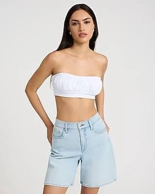 Express Women's Ruched Crop Bandeau Top